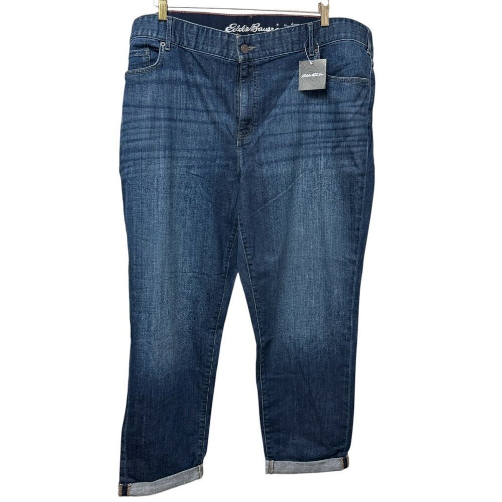 EDDIE BAUER Womens Jeans Plus Size 24W Boyfriend Slim Ankle Blue Denim NWT